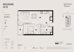2 pokoje, apartament 45,78 m², piętro 10, oferta nr 10.23., Quorum Tower, Wrocław, Szczepin, ul. gen. W. Sikorskiego 15