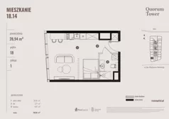 1 pokój, apartament 28,94 m², piętro 18, oferta nr 18.14., Quorum Tower, Wrocław, Szczepin, ul. gen. W. Sikorskiego 15
