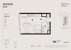 1 pokój, apartament 28,94 m², piętro 19, oferta nr 19.14., Quorum Tower, Wrocław, Szczepin, ul. gen. W. Sikorskiego 15