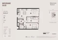 1 pokój, apartament 66,43 m², piętro 35, oferta nr 35.03., Quorum Tower, Wrocław, Szczepin, ul. gen. W. Sikorskiego 15