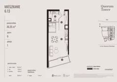 1 pokój, apartament 36,35 m², piętro 6, oferta nr 06.13., Quorum Tower, Wrocław, Szczepin, ul. gen. W. Sikorskiego 15