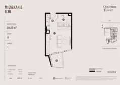 1 pokój, apartament 29,26 m², piętro 6, oferta nr 06.16., Quorum Tower, Wrocław, Szczepin, ul. gen. W. Sikorskiego 15
