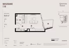 1 pokój, apartament 29,31 m², piętro 7, oferta nr 07.16., Quorum Tower, Wrocław, Szczepin, ul. gen. W. Sikorskiego 15
