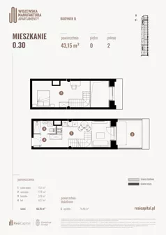2 pokoje, mieszkanie 43,15 m², parter, oferta nr B.00.30., Wima Apartments, Łódź, Widzew, Stary Widzew, al. Piłsudskiego 135