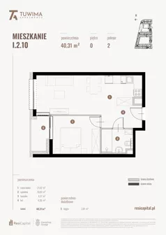 2 pokoje, mieszkanie 40,31 m², parter, oferta nr I.2.10, Apartamenty Tuwima, Łódź, Śródmieście, ul. Juliana Tuwima