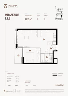 2 pokoje, mieszkanie 40,91 m², parter, oferta nr III.2.1, Apartamenty Tuwima, Łódź, Śródmieście, ul. Juliana Tuwima