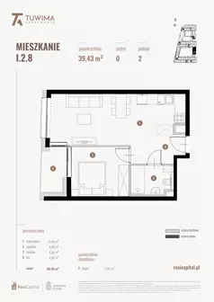 2 pokoje, mieszkanie 37,28 m², piętro 1, oferta nr I.3.4, Apartamenty Tuwima, Łódź, Śródmieście, ul. Juliana Tuwima