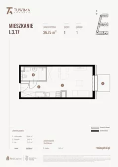 1 pokój, mieszkanie 26,75 m², piętro 1, oferta nr I.3.17, Apartamenty Tuwima, Łódź, Śródmieście, ul. Juliana Tuwima