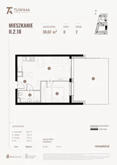 2 pokoje, mieszkanie 38,02 m², parter, oferta nr II.2.18, Apartamenty Tuwima, Łódź, Śródmieście, ul. Juliana Tuwima