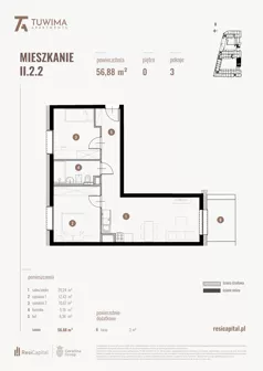 3 pokoje, mieszkanie 54,53 m², piętro 1, oferta nr III.3.13, Apartamenty Tuwima, Łódź, Śródmieście, ul. Juliana Tuwima
