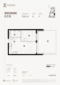 2 pokoje, mieszkanie 37,25 m², piętro 2, oferta nr I.4.4, Apartamenty Tuwima, Łódź, Śródmieście, ul. Juliana Tuwima