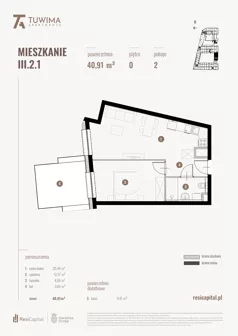 2 pokoje, mieszkanie 41,30 m², parter, oferta nr III.2.1, Apartamenty Tuwima, Łódź, Śródmieście, ul. Juliana Tuwima
