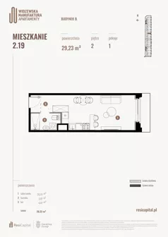 1 pokój, mieszkanie 29,23 m², piętro 2, oferta nr B.02.19., Wima Apartments, Łódź, Widzew, Stary Widzew, al. Piłsudskiego 135