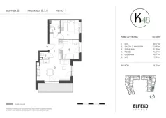 3 pokoje, mieszkanie 60,54 m², piętro 1, oferta nr B.1.6, K48, Gdańsk, Przymorze, ul. Kołobrzeska 48