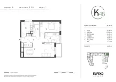 3 pokoje, mieszkanie 76,29 m², piętro 1, oferta nr B.1.9, K48, Gdańsk, Przymorze, ul. Kołobrzeska 48