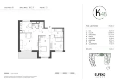 3 pokoje, mieszkanie 73,10 m², piętro 2, oferta nr B.2.1, K48, Gdańsk, Przymorze, ul. Kołobrzeska 48