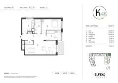 3 pokoje, mieszkanie 76,29 m², piętro 2, oferta nr B.2.9, K48, Gdańsk, Przymorze, ul. Kołobrzeska 48