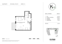 2 pokoje, mieszkanie 49,96 m², piętro 4, oferta nr B.4.3, K48, Gdańsk, Przymorze, ul. Kołobrzeska 48