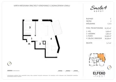 2 pokoje, mieszkanie 52,35 m², piętro 2, oferta nr C.3.3, Smolna 4, Sopot, Świemirowo, ul. Smolna 4