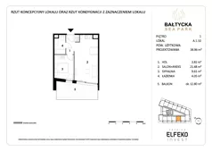2 pokoje, apartament inwestycyjny 38,96 m², piętro 1, oferta nr A.1.10, Bałtycka Sea Park, Krynica Morska, ul. Bałtycka