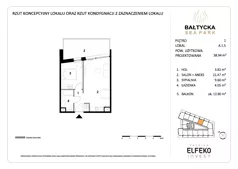 2 pokoje, apartament inwestycyjny 38,94 m², piętro 1, oferta nr A.1.5, Bałtycka Sea Park, Krynica Morska, ul. Bałtycka