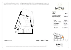 2 pokoje, apartament inwestycyjny 41,39 m², piętro 1, oferta nr A.1.7, Bałtycka Sea Park, Krynica Morska, ul. Bałtycka