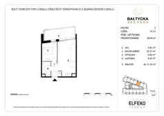 2 pokoje, apartament inwestycyjny 38,94 m², piętro 2, oferta nr A.2.5, Bałtycka Sea Park, Krynica Morska, ul. Bałtycka