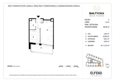 2 pokoje, apartament inwestycyjny 38,28 m², piętro 2, oferta nr A.2.9, Bałtycka Sea Park, Krynica Morska, ul. Bałtycka