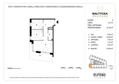 3 pokoje, apartament inwestycyjny 42,34 m², piętro 4, oferta nr A.4.14, Bałtycka Sea Park, Krynica Morska, ul. Bałtycka