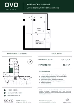 Biuro 35,46 m², oferta nr B/1/08, OVO Office, Puszczykowo, ul. Studzienna