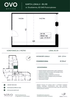 Biuro 27,76 m², oferta nr B/1/09, OVO Office, Puszczykowo, ul. Studzienna