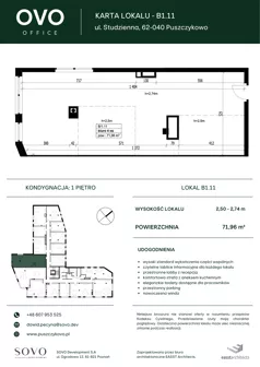 Biuro 71,96 m², oferta nr B/1/11, OVO Office, Puszczykowo, ul. Studzienna