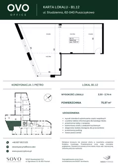 Biuro 75,97 m², oferta nr B/1/12, OVO Office, Puszczykowo, ul. Studzienna