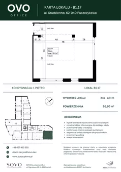 Biuro 55,90 m², oferta nr B/1/17, OVO Office, Puszczykowo, ul. Studzienna