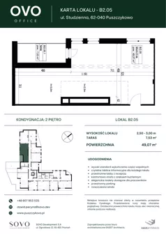Biuro 49,07 m², oferta nr B/2/05, OVO Office, Puszczykowo, ul. Studzienna