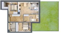 4 pokoje, mieszkanie 75,00 m², parter, oferta nr C01, Tarasy Rokietnicy, Rokietnica, ul. Trakt Napoleoński