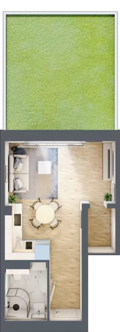 1 pokój, mieszkanie 26,42 m², parter, oferta nr 19A, Rabowice Park, Rabowice, ul. Dębowa