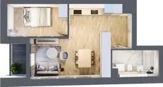 2 pokoje, mieszkanie 38,93 m², piętro 1, oferta nr A06, Kamienica Calisia, Kalisz, Śródmieście, ul. Złota 20A