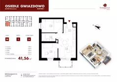 3 pokoje, mieszkanie 41,56 m², piętro 1, oferta nr I14, Osiedle Gwiazdowo, Gwiazdowo, ul. Mikołaja Kopernika