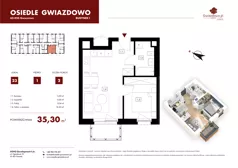 2 pokoje, mieszkanie 35,30 m², piętro 1, oferta nr I23, Osiedle Gwiazdowo, Gwiazdowo, ul. Mikołaja Kopernika