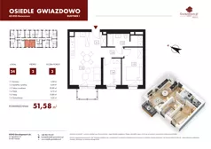 3 pokoje, mieszkanie 51,58 m², piętro 2, oferta nr I24, Osiedle Gwiazdowo, Gwiazdowo, ul. Mikołaja Kopernika