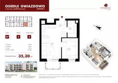 2 pokoje, mieszkanie 35,30 m², piętro 3, oferta nr G47, Osiedle Gwiazdowo, Gwiazdowo, ul. Mikołaja Kopernika