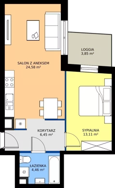 2 pokoje, mieszkanie 48,60 m², piętro 1, oferta nr M10, Villa Austeria, Nowy Dwór Mazowiecki, Kępa Nowodworska, Kępa Nowodworska, ul. Przejazd 2