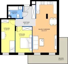 3 pokoje, mieszkanie 71,83 m², piętro 2, oferta nr M15, Villa Austeria, Nowy Dwór Mazowiecki, Kępa Nowodworska, Kępa Nowodworska, ul. Przejazd 2