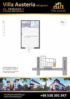 Lokal użytkowy 39,65 m², oferta nr U01, Villa Austeria - lokale usługowe, Nowy Dwór Mazowiecki, Kępa Nowodworska, Kępa Nowodworska, ul. Przejazd 2