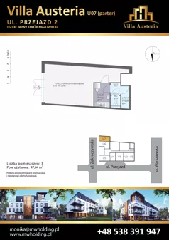 Lokal użytkowy 47,04 m², oferta nr U07, Villa Austeria - lokale usługowe, Nowy Dwór Mazowiecki, Kępa Nowodworska, Kępa Nowodworska, ul. Przejazd 2