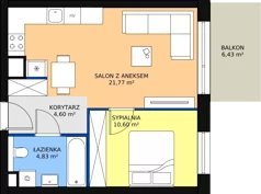 2 pokoje, mieszkanie 42,56 m², piętro 5, oferta nr A41, Bytkowska 113, Katowice, Wełnowiec-Józefowiec, ul. Bytkowska 113