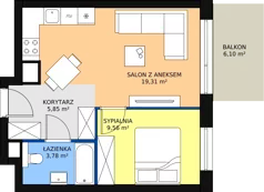 2 pokoje, mieszkanie 39,16 m², piętro 1, oferta nr B10, Bytkowska 113, Katowice, Wełnowiec-Józefowiec, ul. Bytkowska 113