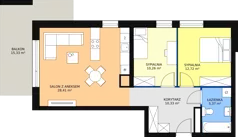 3 pokoje, mieszkanie 67,66 m², piętro 1, oferta nr B12, Bytkowska 113, Katowice, Wełnowiec-Józefowiec, ul. Bytkowska 113