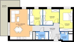 4 pokoje, mieszkanie 76,45 m², piętro 3, oferta nr B3.A.11, Teatralna 3 - budynek B, Sosnowiec, Śródmieście, ul. Teatralna 1